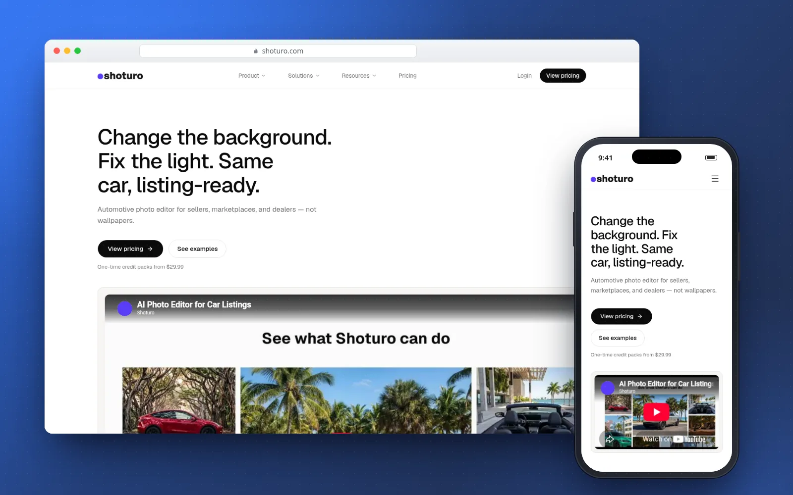 Shoturo website on a laptop and a phone
